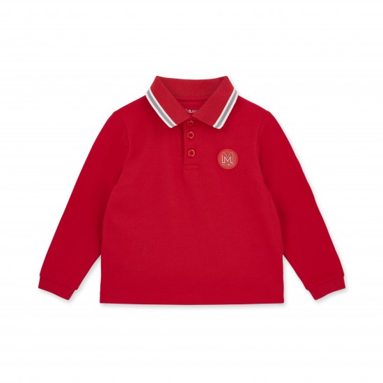 Mitch & Son Red Timmy long sleeve polo top 