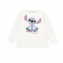 Monnalisa White Stitch gem long sleeved top