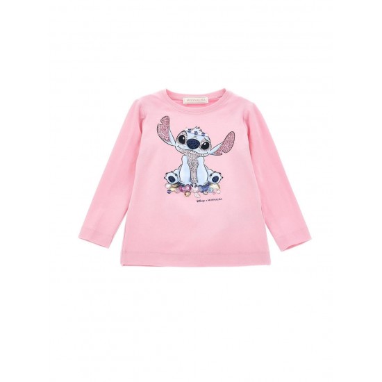 Monnalisa pink Stitch gem long sleeved top 