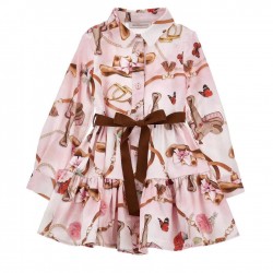 Monnalisa Jessie print belt dress 