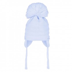 Pastels & Co Blue Bobbie ribbed pom pom hat 