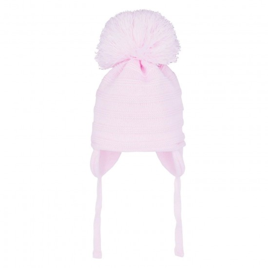 Pastels & Co Pink Bobbie ribbed pom pom hat 